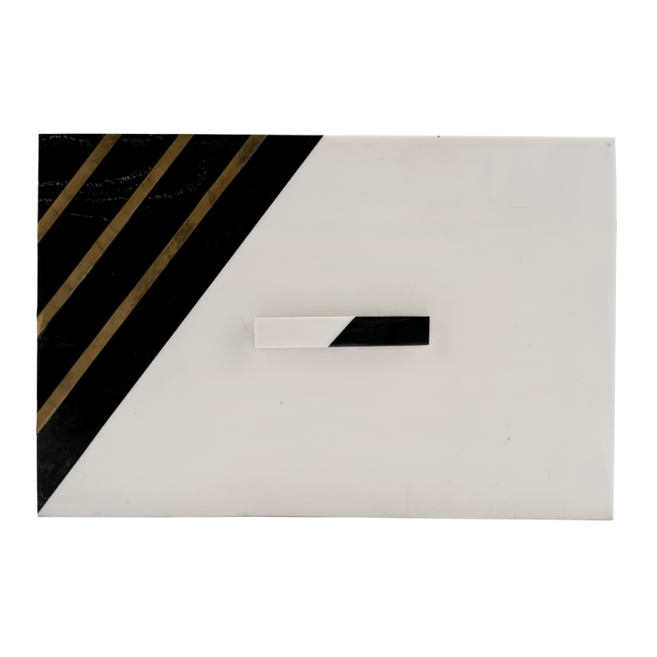RESIN, S/2 10/12" BOXES W/ KNOB, BLACK/GOLD