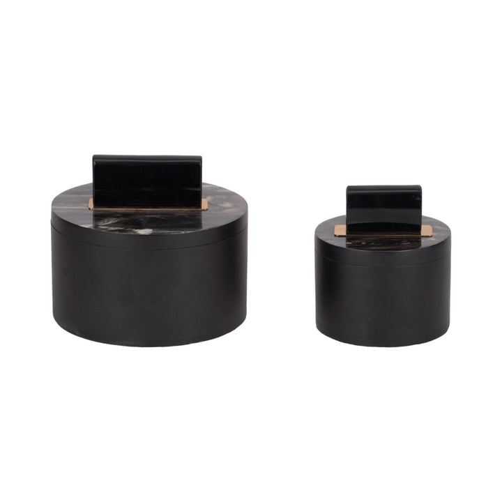 Resin, S/2 6/7" Wheatly Black Boxes