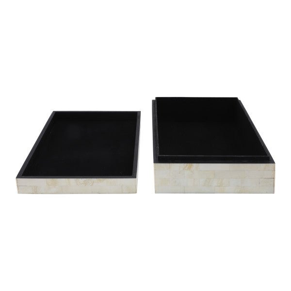RESIN S/2 CHECKERED BOXES, BLACK/WHITE