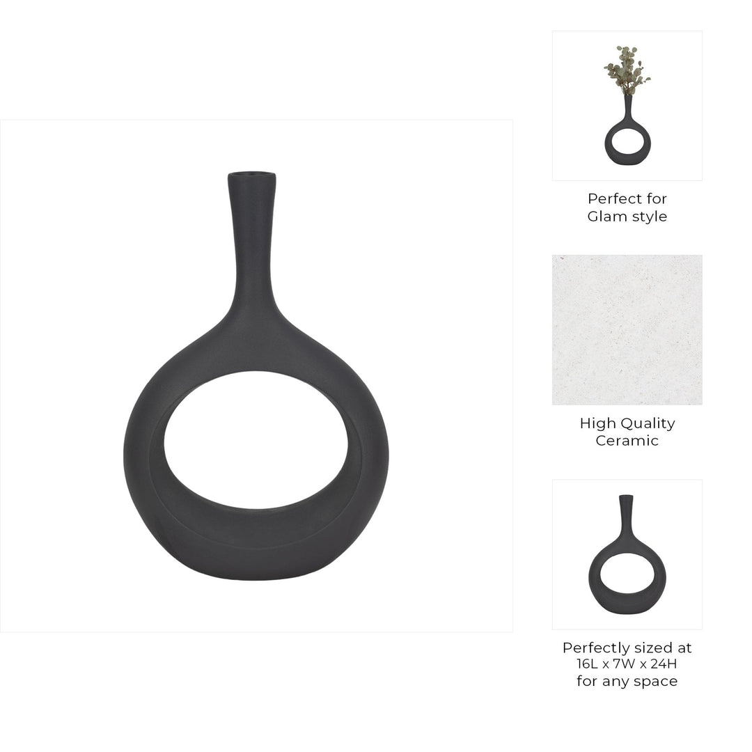ROUGH TEXTURE ROUND CUT OUT VASE