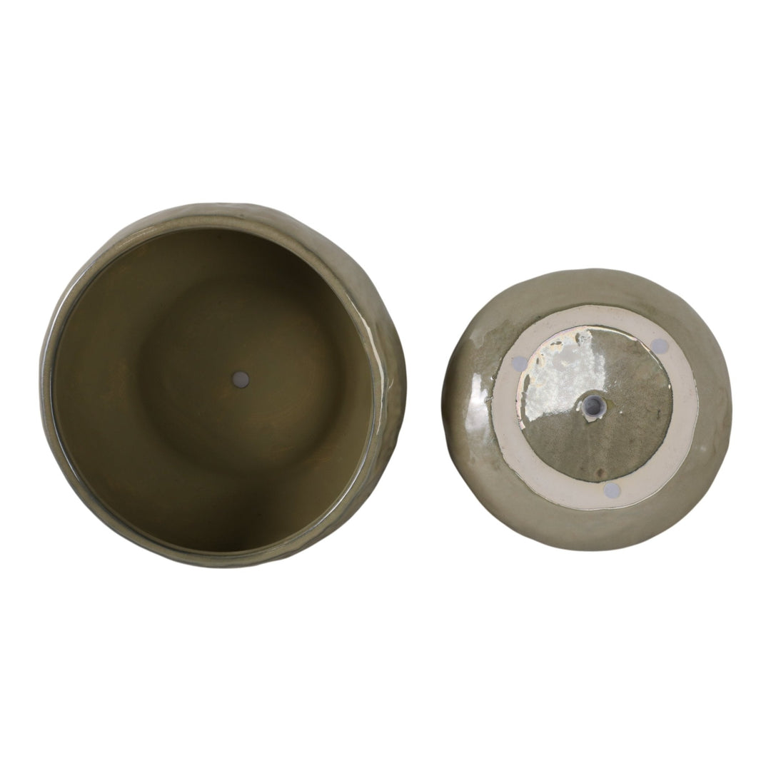 S/2 10/12" IRIDESCENT BOWL PLANTERS, GREEN