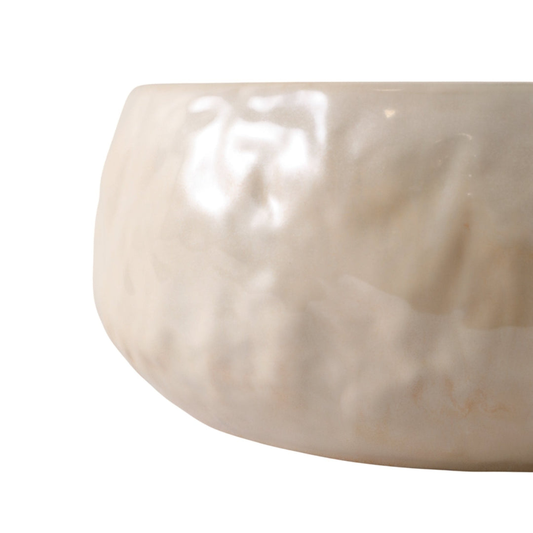 S/2 10/12" IRIDESCENT BOWL PLANTERS, WHITE