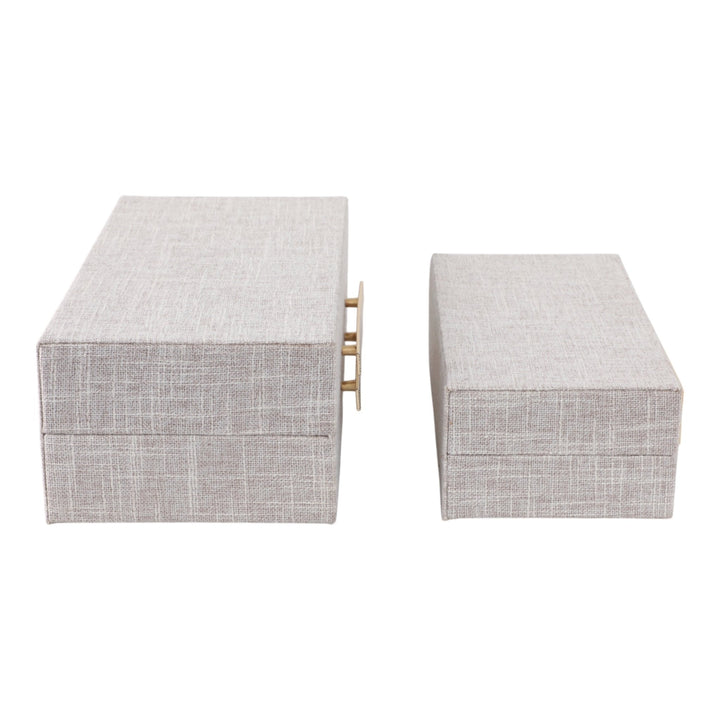 S/2 10/12" RECTANGULAR BOXES DOUBLE HARDWARE, WHT