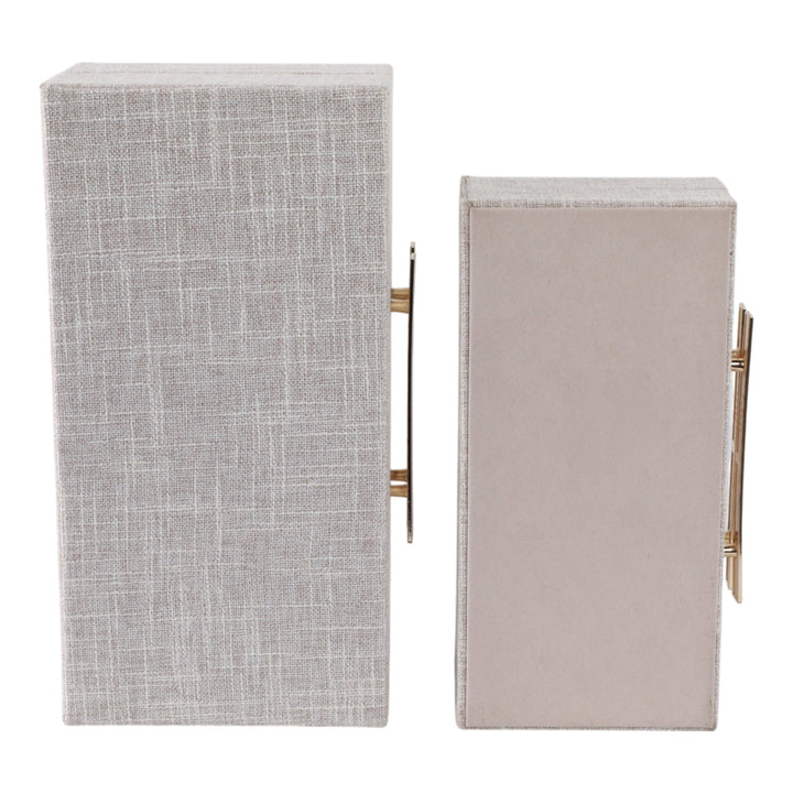 S/2 10/12" RECTANGULAR BOXES DOUBLE HARDWARE, WHT