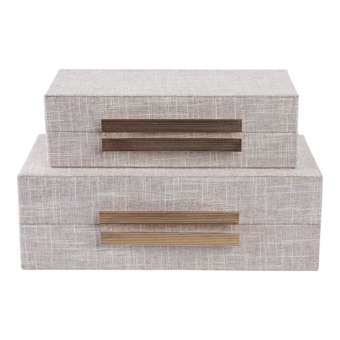 S/2 10/12" RECTANGULAR BOXES DOUBLE HARDWARE, WHT
