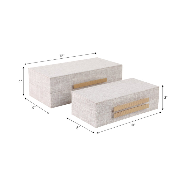S/2 10/12" RECTANGULAR BOXES DOUBLE HARDWARE, WHT