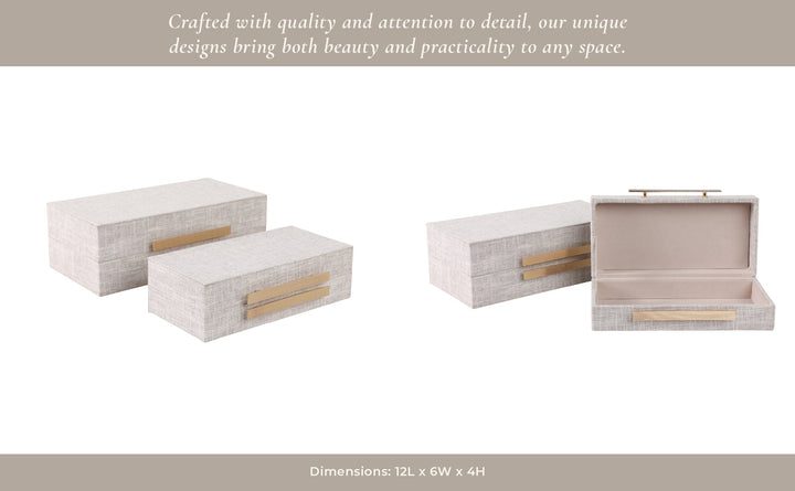 S/2 10/12" RECTANGULAR BOXES DOUBLE HARDWARE, WHT
