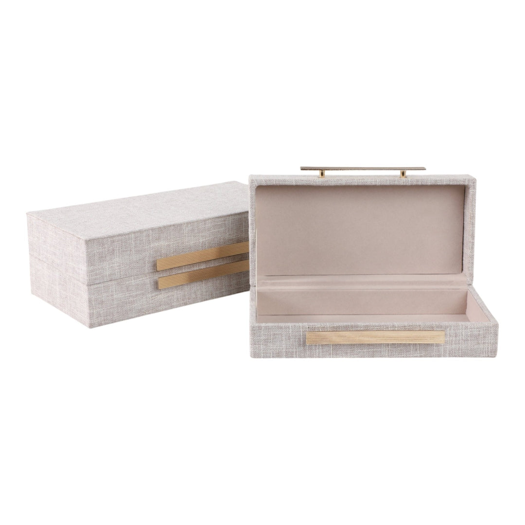 S/2 10/12" RECTANGULAR BOXES DOUBLE HARDWARE, WHT