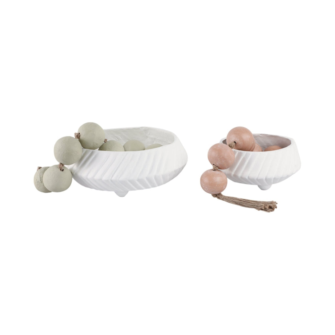 S/2 11/15" TAPERED ECOMIX BOWLS WITH LINES, WHITE