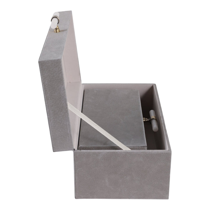 S/2 12/14"AVEA GRAY SUEDE/MOONSTONE HARDWARE BOXES