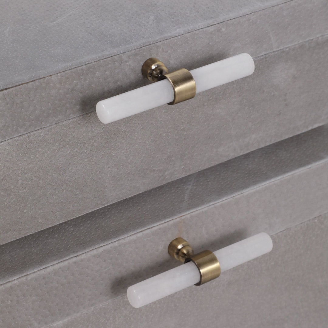 S/2 12/14"AVEA GRAY SUEDE/MOONSTONE HARDWARE BOXES