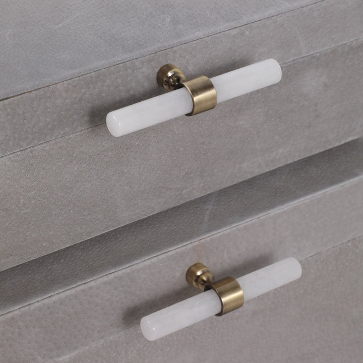 S/2 12/14"AVEA GRAY SUEDE/MOONSTONE HARDWARE BOXES