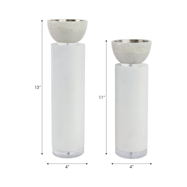 S/2 13/11" Colchester Wood And Mica Resin Candle H