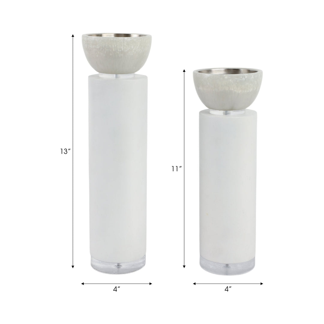 S/2 13/11" Colchester Wood And Mica Resin Candle H
