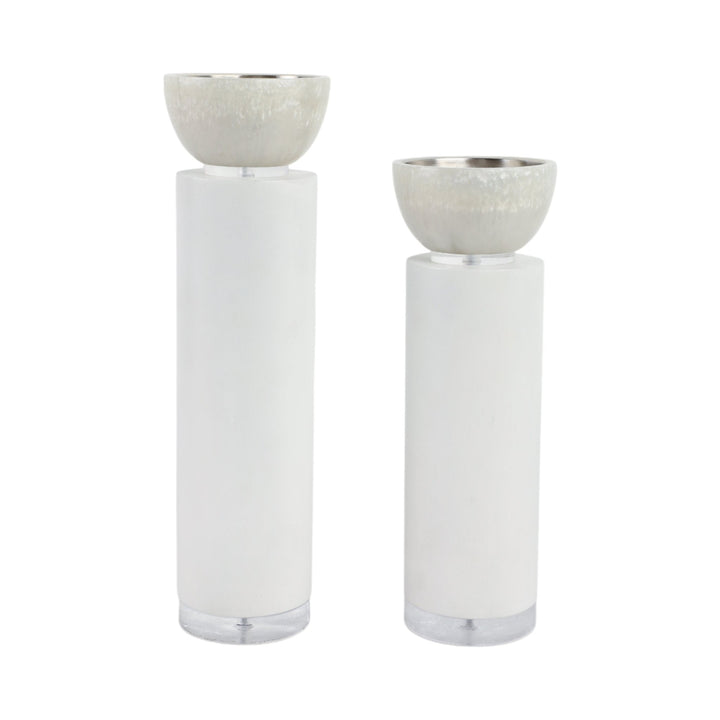 S/2 13/11" Colchester Wood And Mica Resin Candle H
