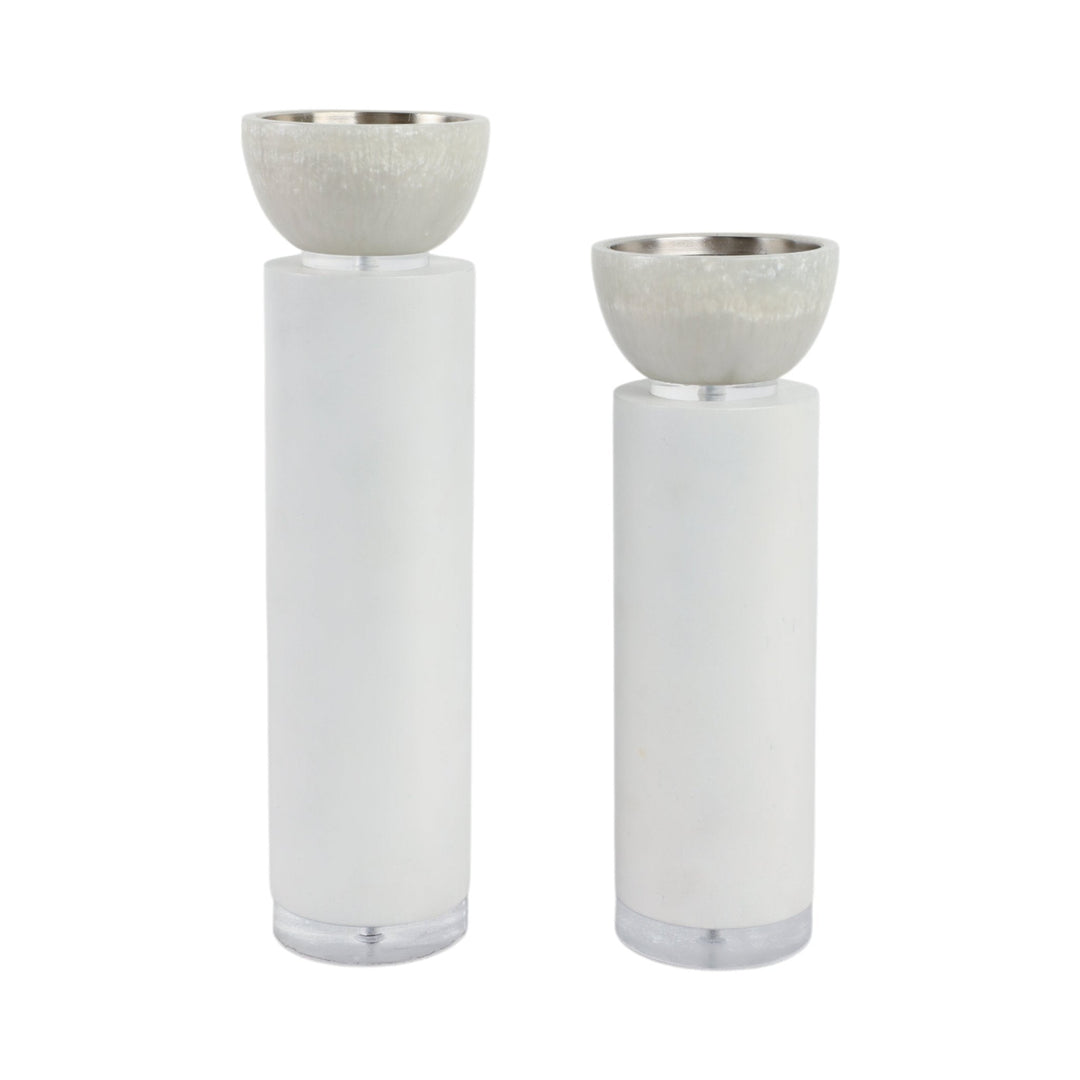 S/2 13/11" Colchester Wood And Mica Resin Candle H