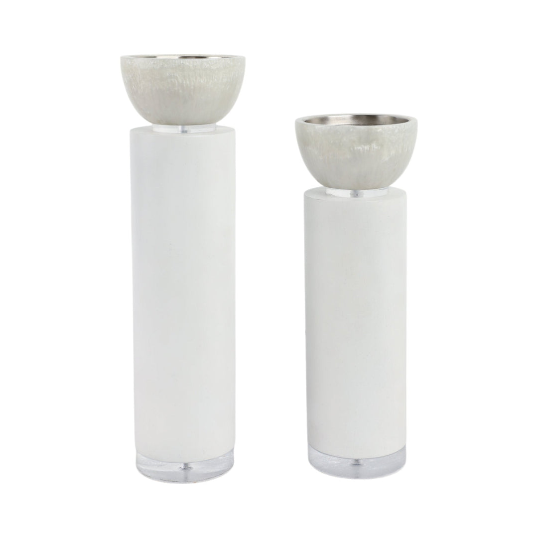 S/2 13/11" Colchester Wood And Mica Resin Candle H