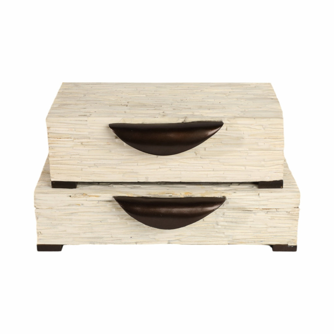S/2 14/16" Hadwin Resin Cream Boxes