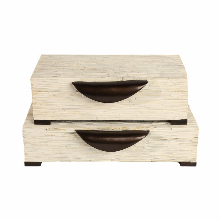 S/2 14/16" Hadwin Resin Cream Boxes