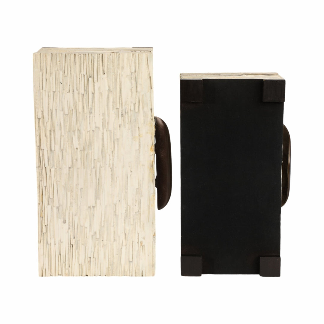 S/2 14/16" Hadwin Resin Cream Boxes