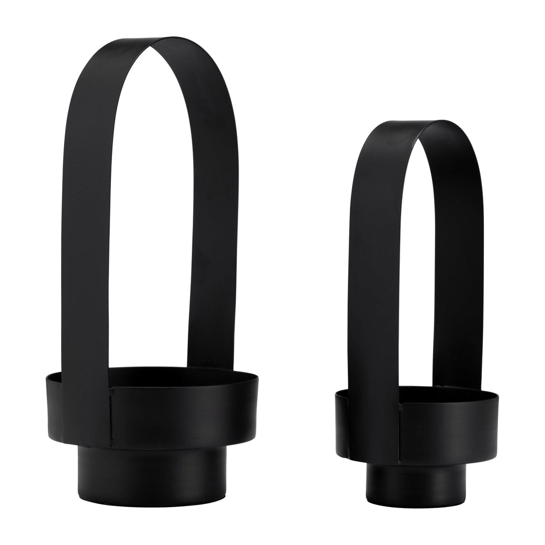 S/2 14/17", METAL LANTERN, BLACK