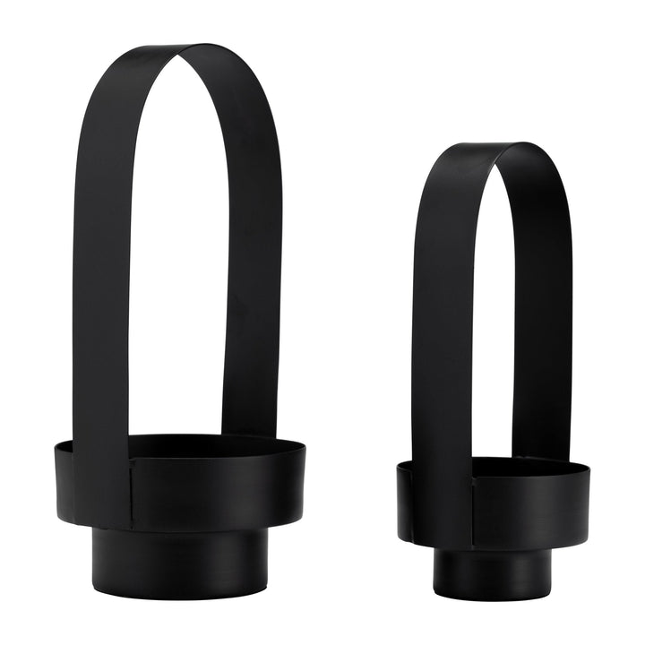 S/2 14/17", METAL LANTERN, BLACK