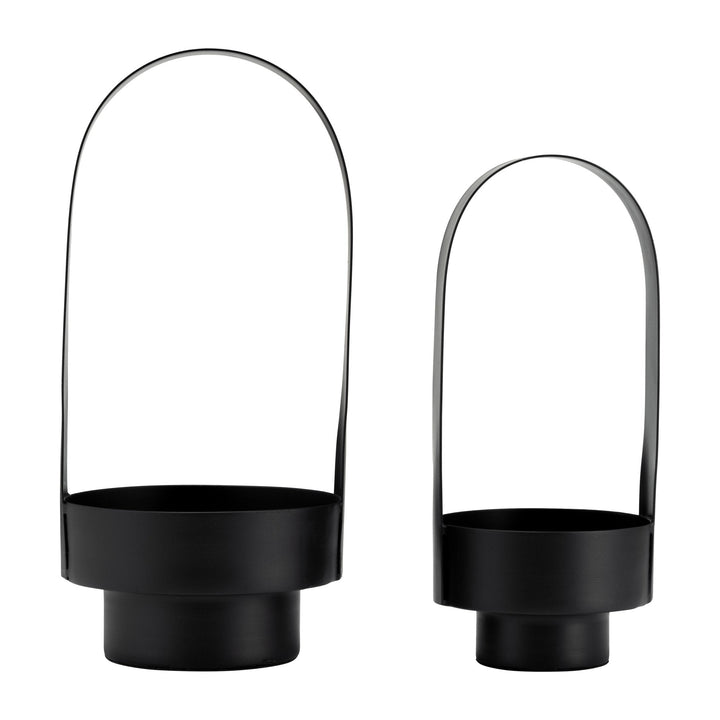 S/2 14/17", METAL LANTERN, BLACK
