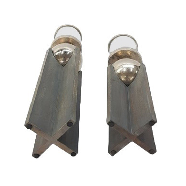 S/2 15/19" IDABEL WOOD CANDLE HOLDERS