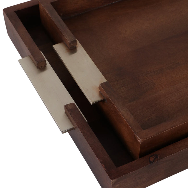 S/2 20/17" DONCASTER BROWN WOOD TRAYS