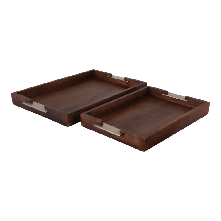 S/2 20/17" DONCASTER BROWN WOOD TRAYS
