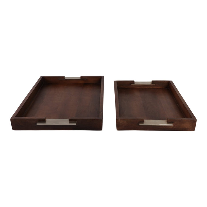 S/2 20/17" DONCASTER BROWN WOOD TRAYS