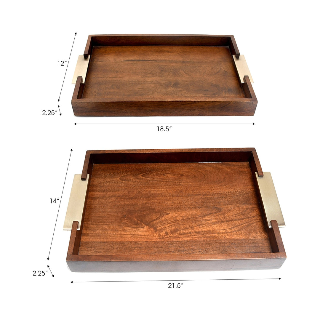 S/2 20/17" DONCASTER BROWN WOOD TRAYS