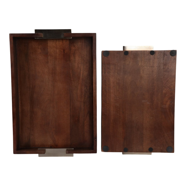 S/2 20/17" DONCASTER BROWN WOOD TRAYS