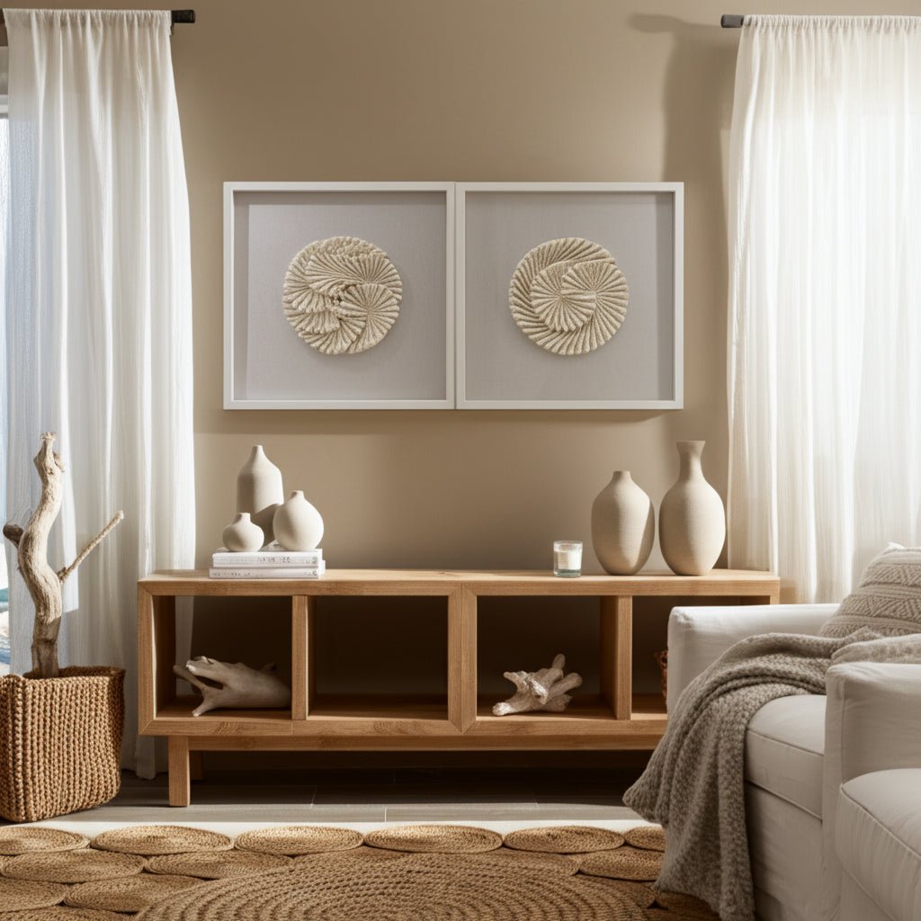 S/2 20x20 Atlantic Shell Shadowbox Art