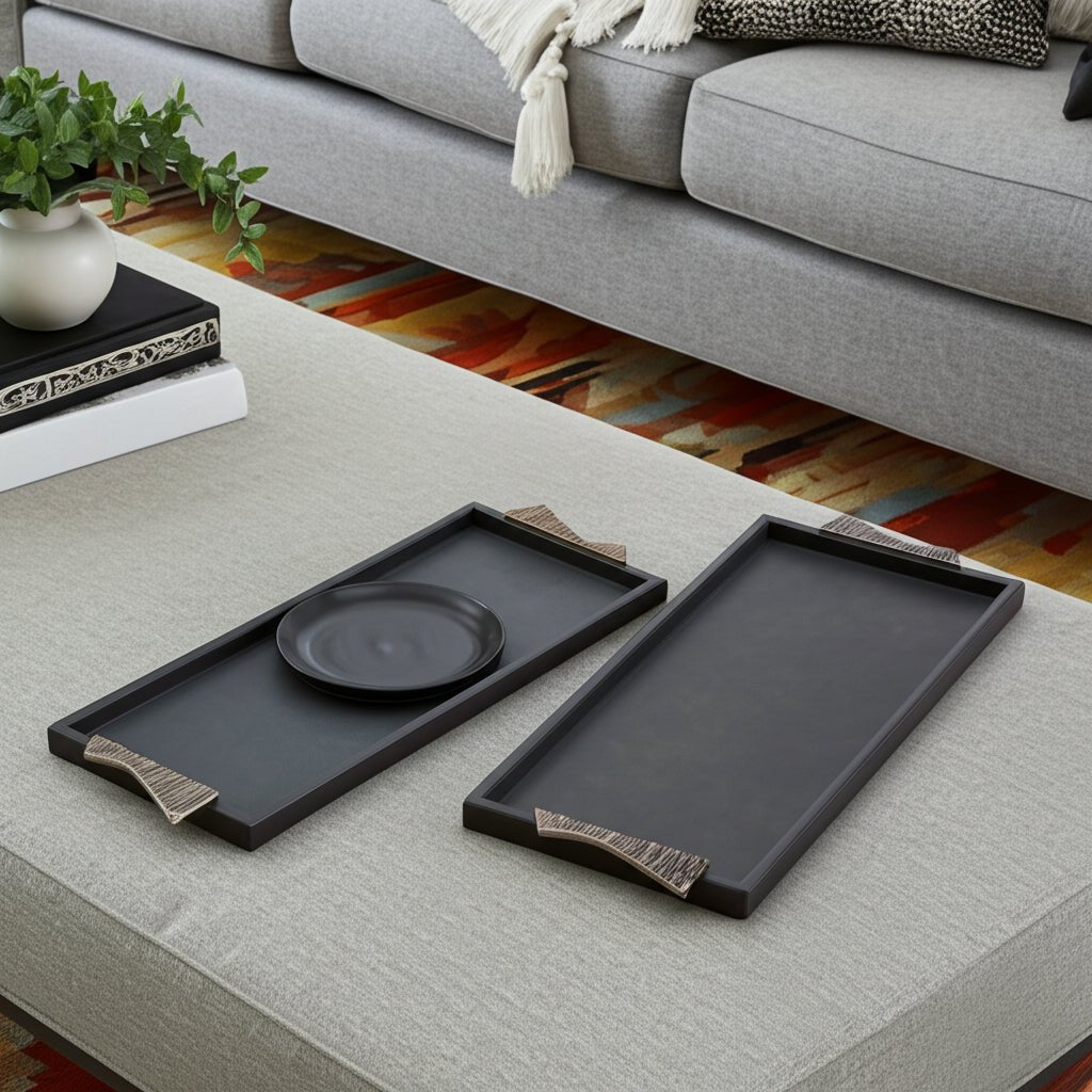 S/2 22/26" ANDROS TRAYS WITH ALUMINIUM HARDWARE