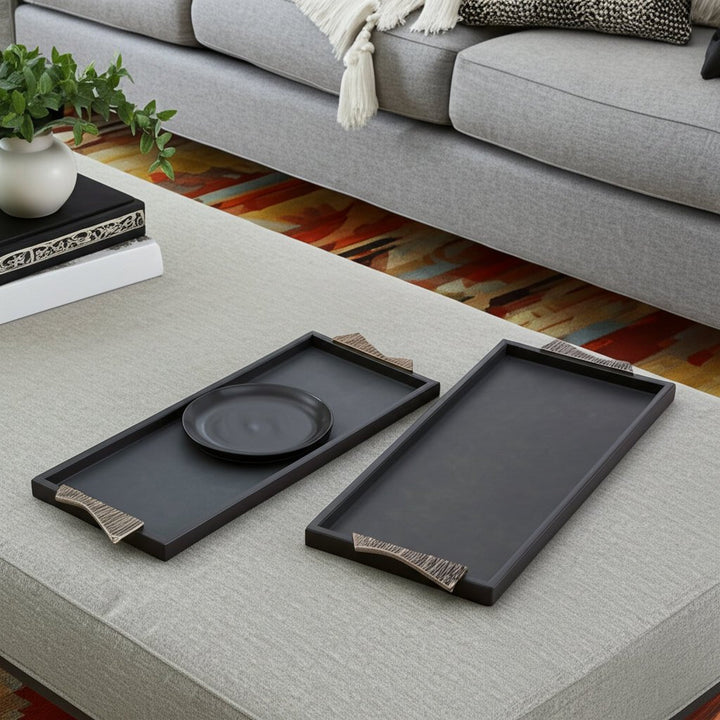 S/2 22/26" ANDROS TRAYS WITH ALUMINIUM HARDWARE