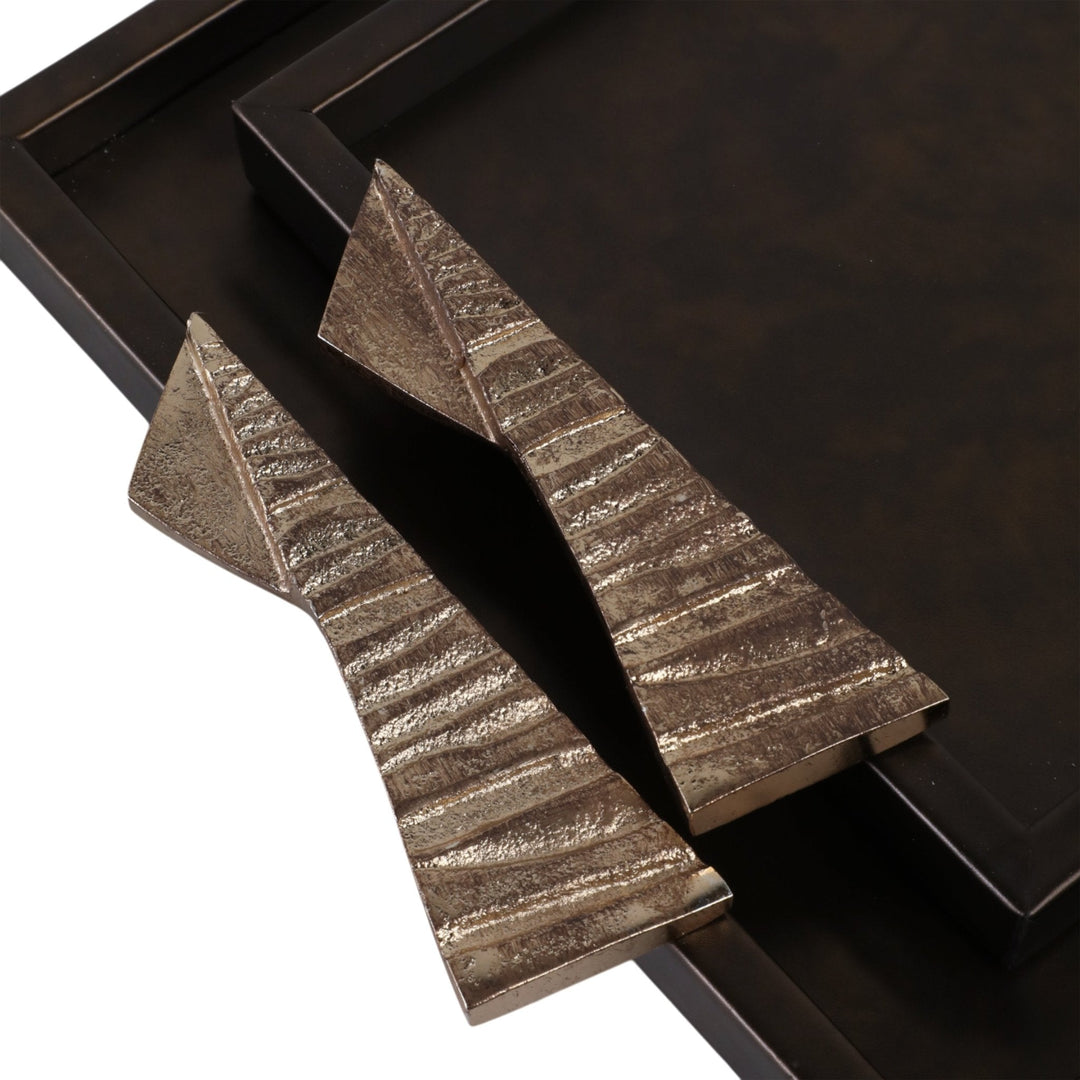 S/2 22/26" ANDROS TRAYS WITH ALUMINIUM HARDWARE