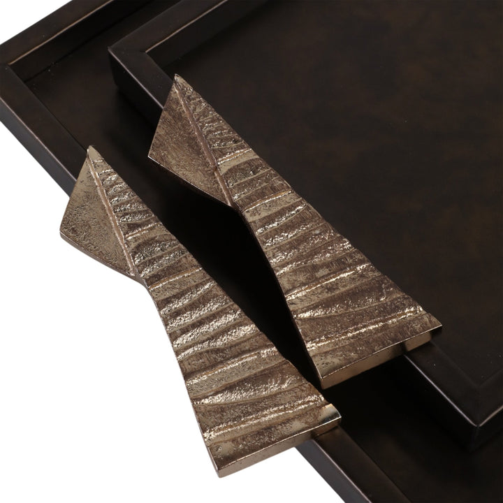 S/2 22/26" ANDROS TRAYS WITH ALUMINIUM HARDWARE
