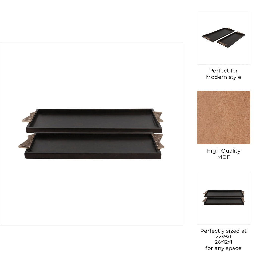S/2 22/26" ANDROS TRAYS WITH ALUMINIUM HARDWARE