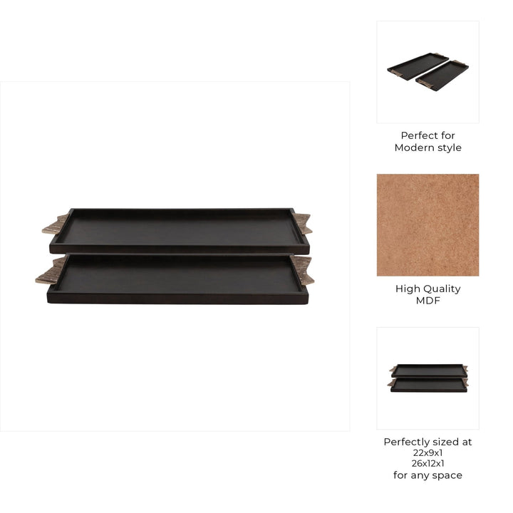 S/2 22/26" ANDROS TRAYS WITH ALUMINIUM HARDWARE