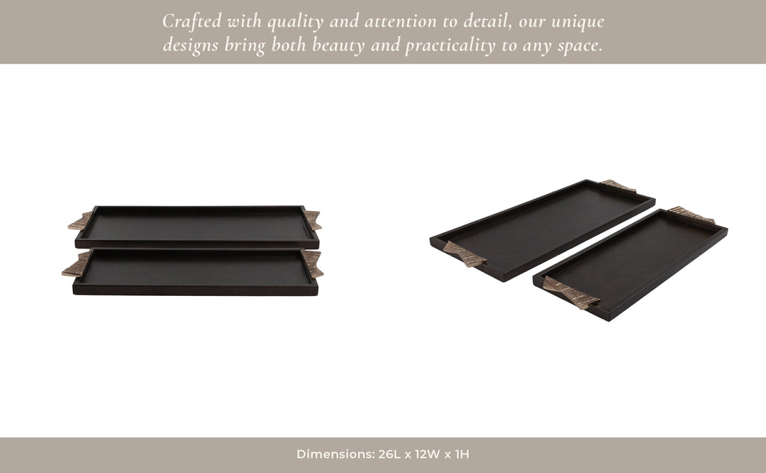 S/2 22/26" ANDROS TRAYS WITH ALUMINIUM HARDWARE