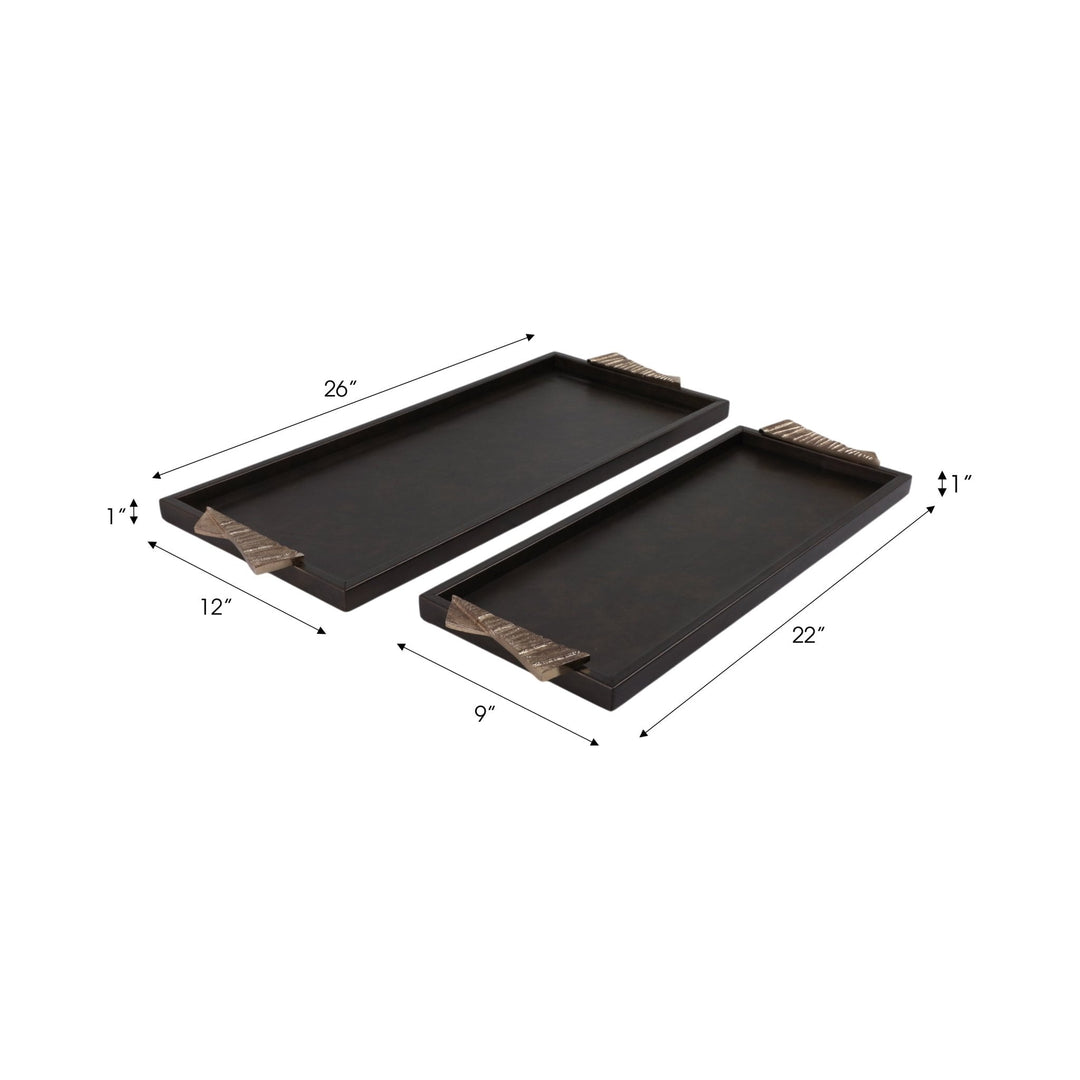 S/2 22/26" ANDROS TRAYS WITH ALUMINIUM HARDWARE