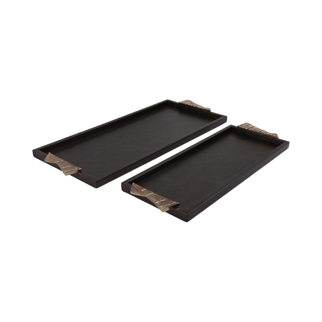 S/2 22/26" ANDROS TRAYS WITH ALUMINIUM HARDWARE