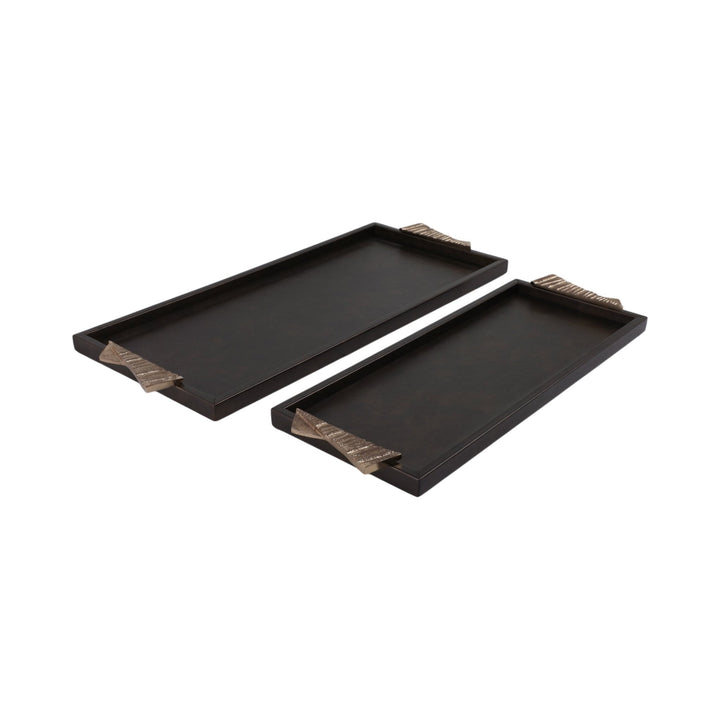 S/2 22/26" ANDROS TRAYS WITH ALUMINIUM HARDWARE