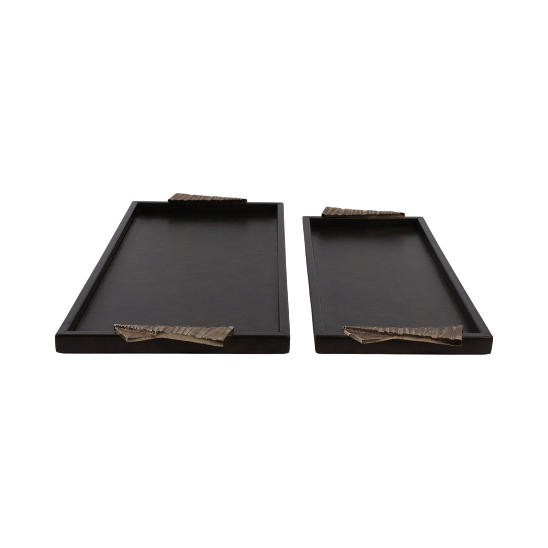 S/2 22/26" ANDROS TRAYS WITH ALUMINIUM HARDWARE