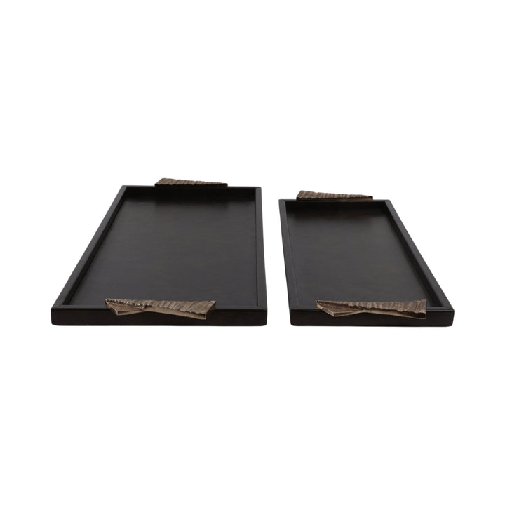 S/2 22/26" ANDROS TRAYS WITH ALUMINIUM HARDWARE