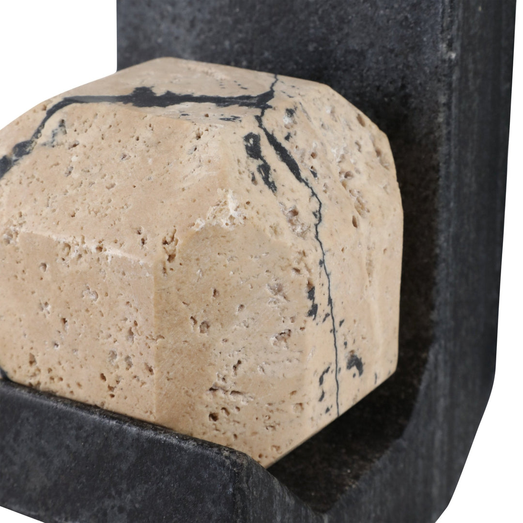 S/2 6" Gorda Crackle Travertine And Marble Bookend