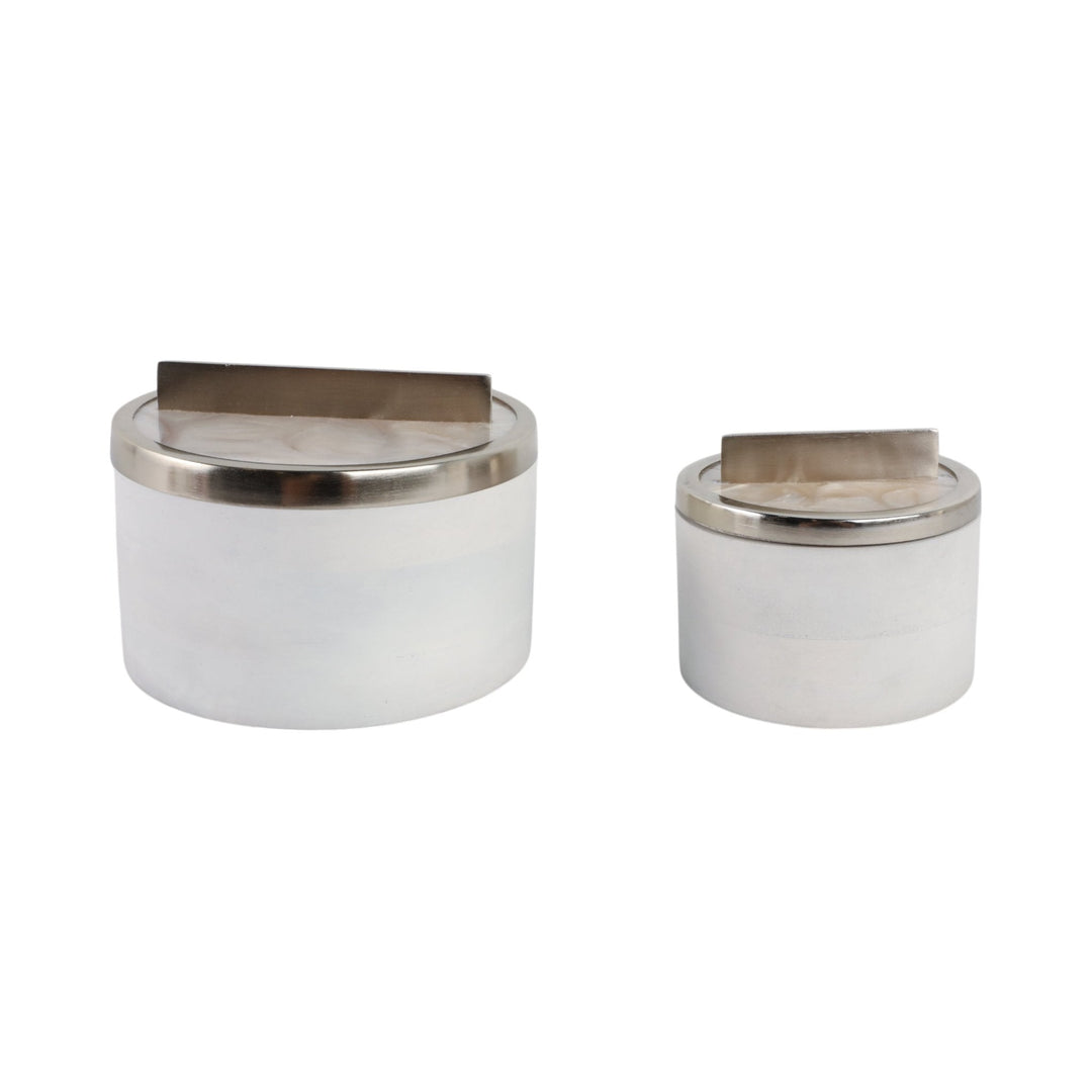 S/2 7/5" COLCHESTER WOOD AND MICA RESIN BOXES