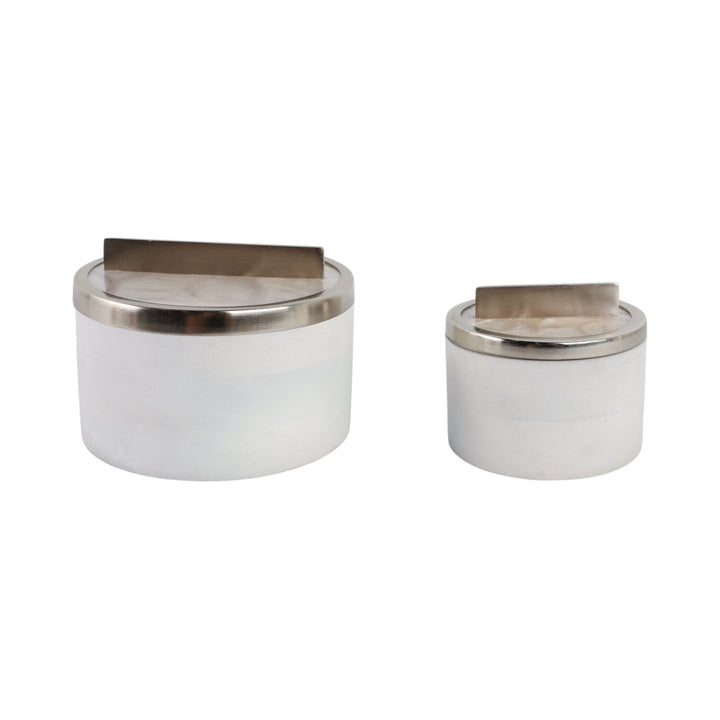 S/2 7/5" COLCHESTER WOOD AND MICA RESIN BOXES