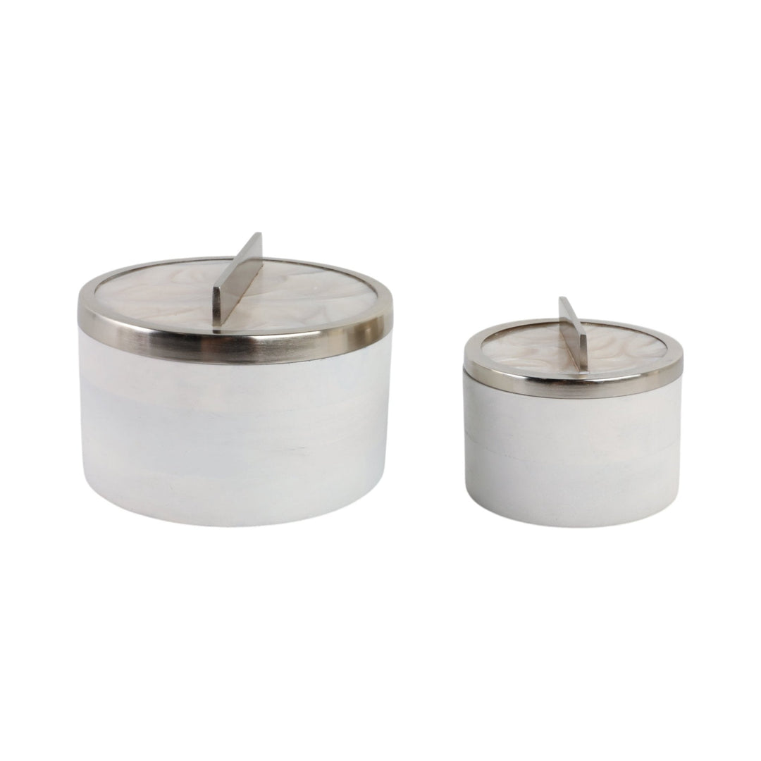 S/2 7/5" COLCHESTER WOOD AND MICA RESIN BOXES